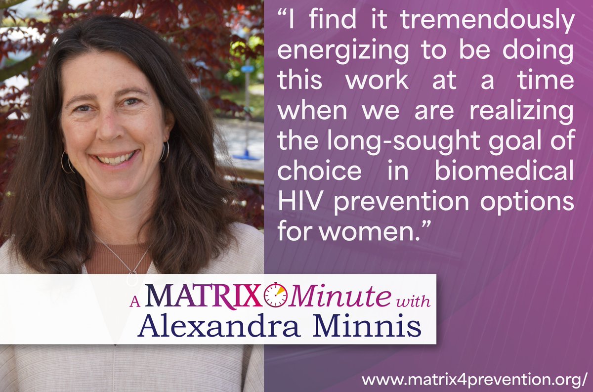 (1/2)

bit.ly/3wGQon6

Alexandra Minnis is a social epidemiologist with @RTI_Intl who has spent the past 25 years conducting research on #HIVprevention, sexually transmitted infections and unintended pregnancy with a core focus on adolescents and women.