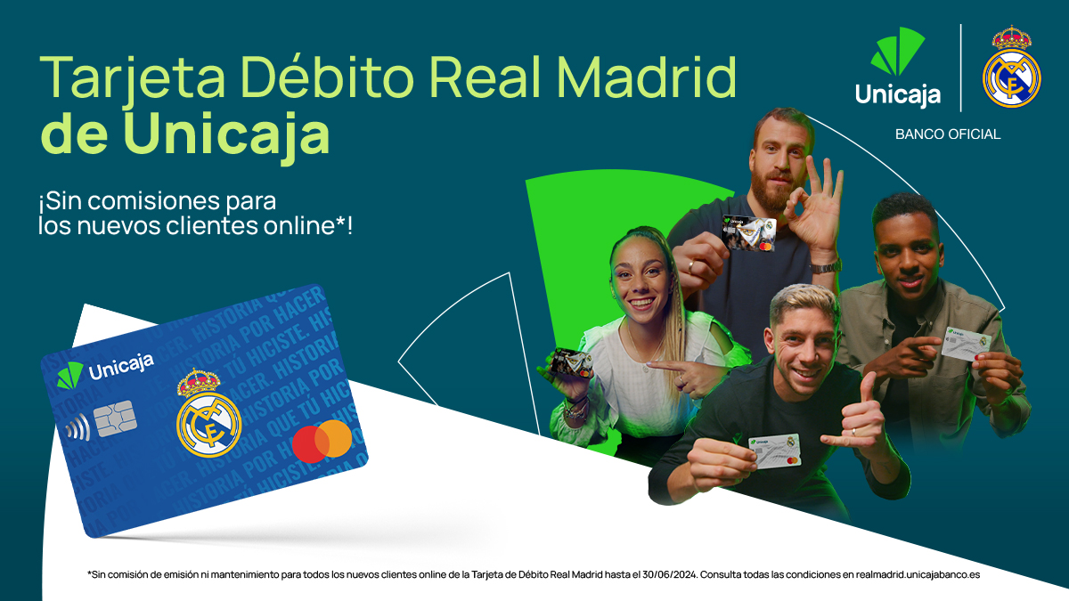 📢 Consigue tu Tarjeta de Débito Real Madrid, ahora 🤩 ꜱɪɴ ᴄᴏᴍɪꜱɪᴏɴᴇꜱ 💳 Así de fácil. ¡Sin sorpresas! 👏 ⏳ Date prisa, tienes hasta el 30/06/2024. 👉 Descubre todos los beneficios 👇 ubco.ly/3wBb6nZ @realmadrid @realmadridfem @RMBaloncesto #publi