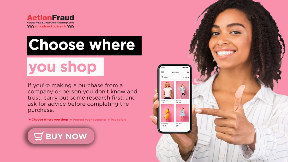 🛍️Buying from an online store you haven't used before? 🔗Follow these top tips to avoid falling victim to online shopping fraud 👉actionfraud.police.uk/onlineshopping