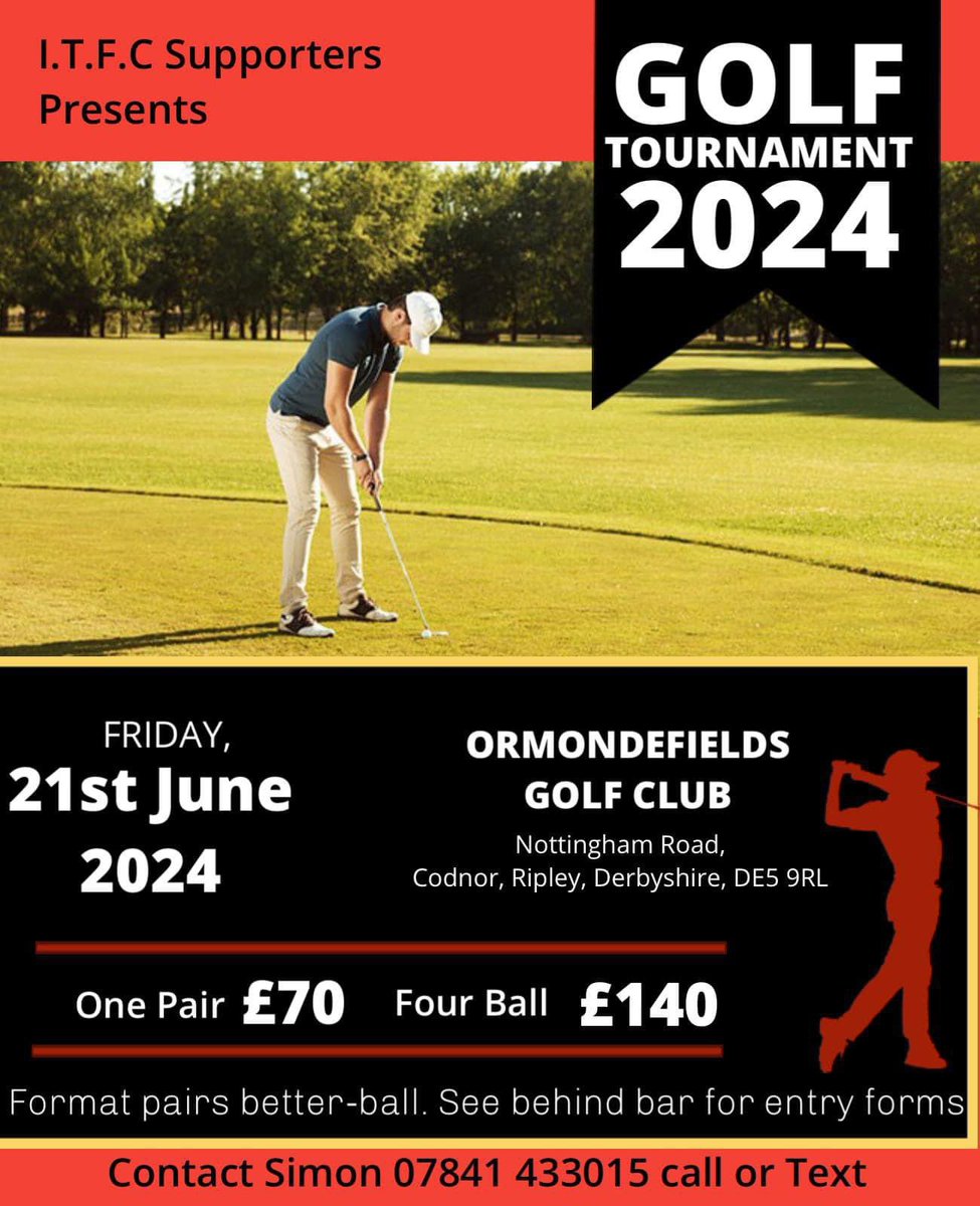 ⛳ Swing into action with our Golf Tournament this June! Check out the poster for all the details. 🏌️‍♂️ 🏆 Claim golf glory as the 2024 ITFC Champion! #OneTownOneClub
