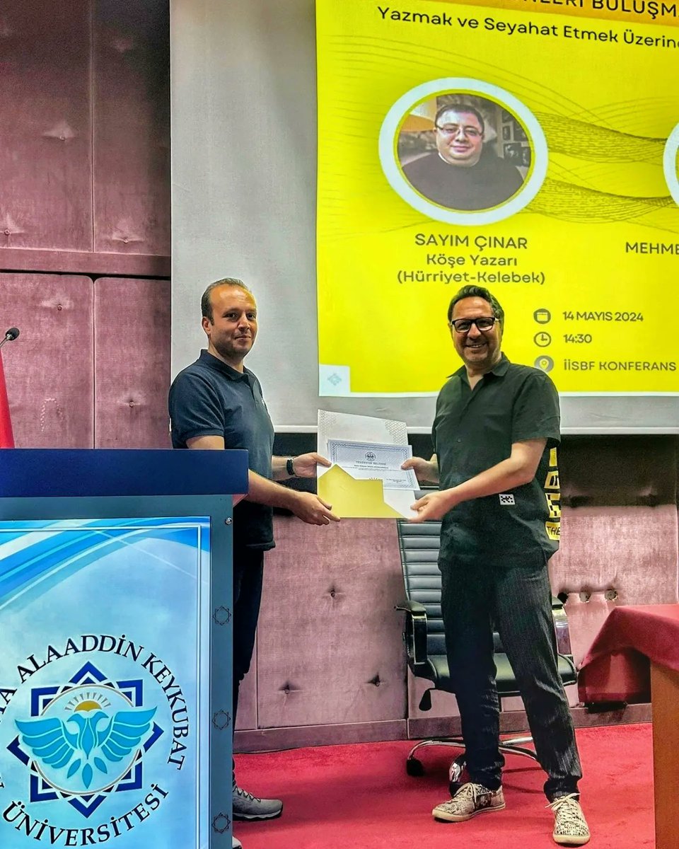 Yazarlık ve seyahat etmek üzerine Alkü (Aleaddin Keykubat Ünv.) de gazeteci yazar Sayım Çınar ile birlikte bir söyleşiye katıldık . Esasında etkinliklerden bir parça uzak duruyordum ama  gençlerin seyahate ve edebiyata ilgisi keyif almama sebep oldu