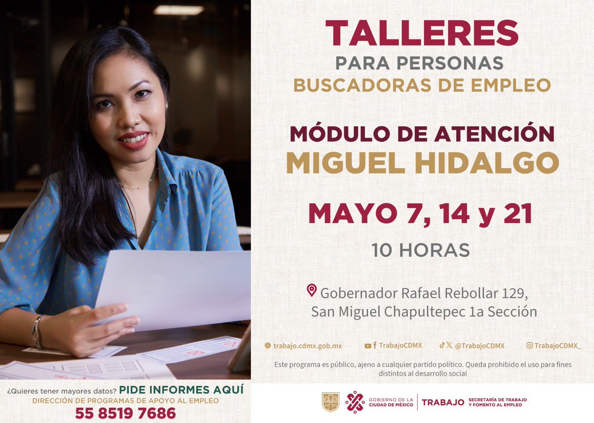 Realizar una entrevista laboral conlleva conocimientos básicos, pues es un proceso estructurado, organizado y preparado. Inscríbete a los talleres gratuitos y especializados que se llevarán a cabo en #MiguelHidalgo. 📋 🔗 Regístrate: bit.ly/3OEfSb2 #TrabajoEnLaCiudad