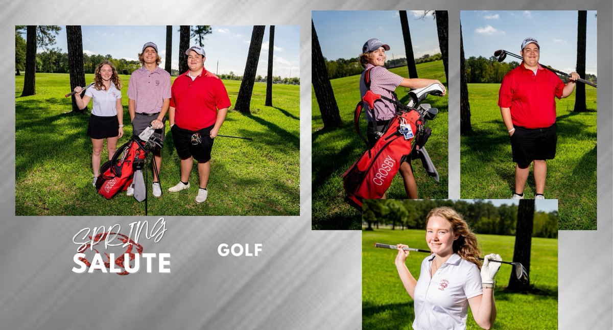 SPRING SALUTE! @CrosbyHigh Golf made strides this semester, including senior Kagen Keltz narrowly missing a chance to compete at State. Coach Carr is retiring this year after 8 years of service to Crosby ISD. Thank you for your time! 📲 crosbyisd.org/springsalute #MovingForward