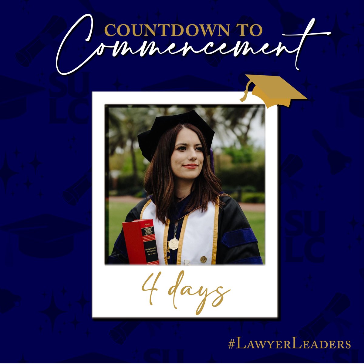 Just 4 days left until our Spring 2024 Commencement Ceremony! The ceremony will take place this Saturday, May 18 at 10 a.m. in the F.G. Clark Activity Center on the Southern University Baton Rouge campus. #SULC #WeAreSouthern #lawschoolgrad