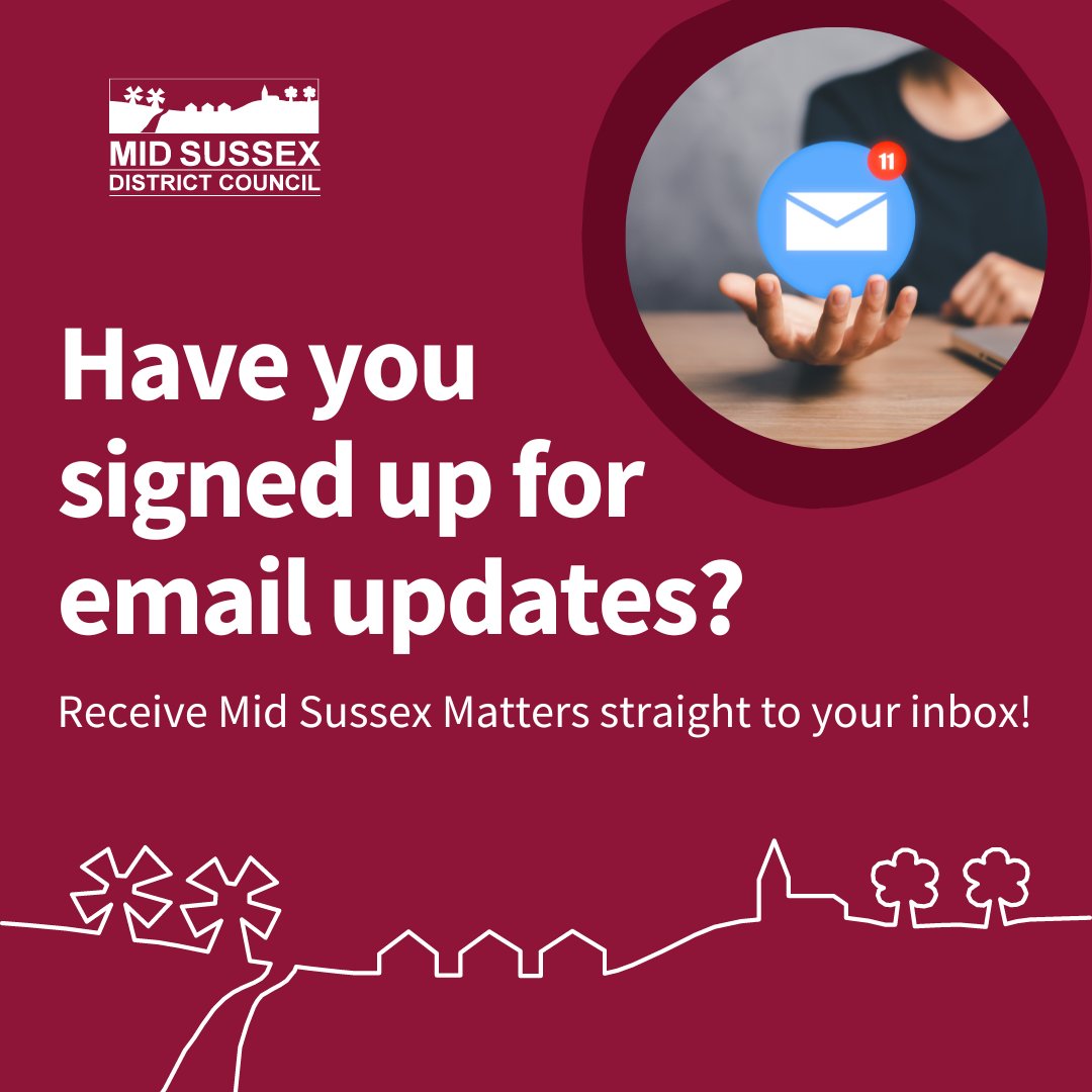Stay in the loop with all things Mid Sussex!

Sign up today to receive our monthly newsletter straight to your inbox.

Click the link to subscribe and be the first to know!

midsussex.gov.uk/about-us/mid-s…