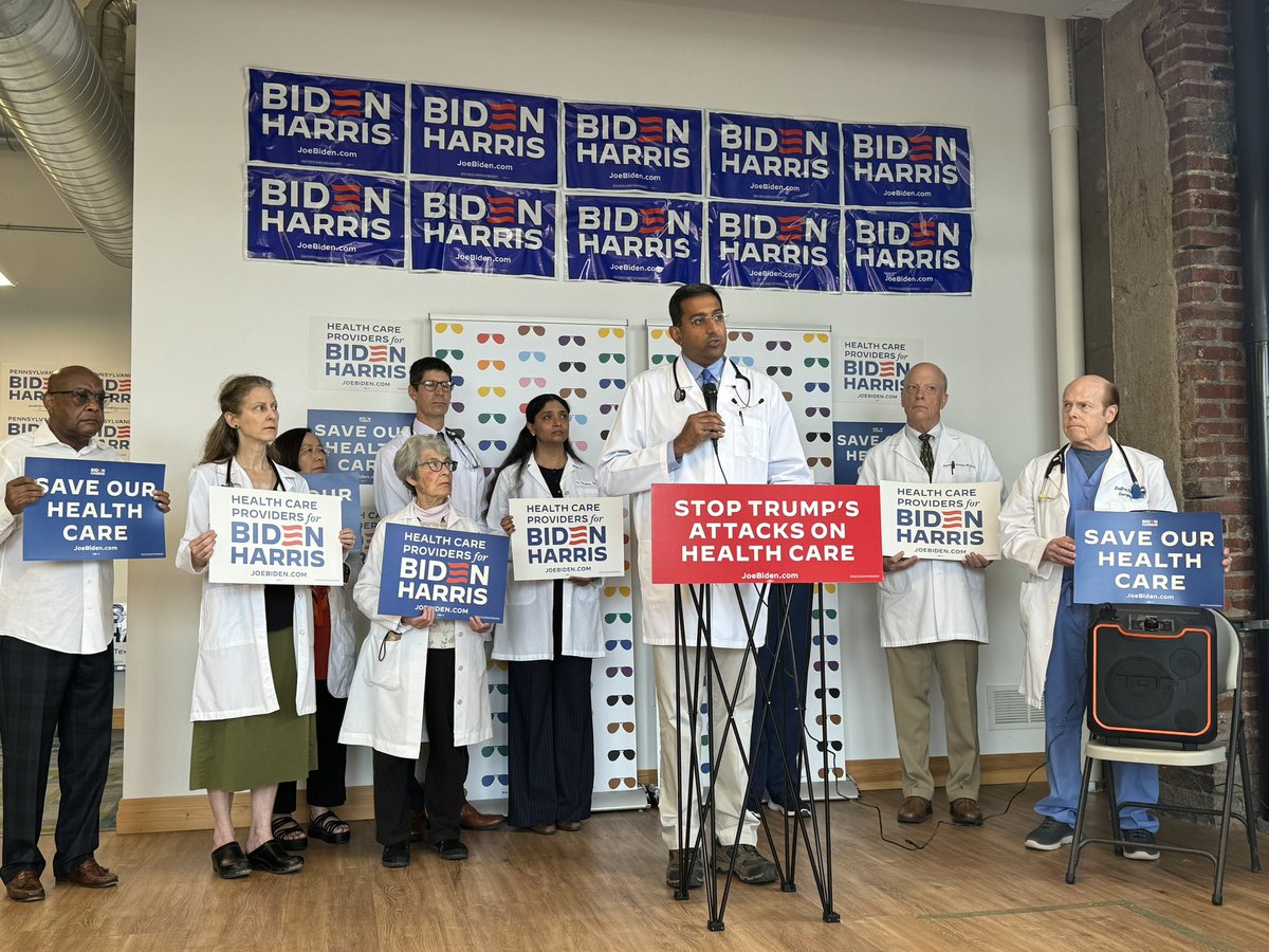 RIGHT NOW in Pittsburgh: Doctors and an @seiuhcpa home health worker kick off Health Care Providers for Biden-Harris in Pennsylvania. Doctors and health care providers have a clear message for Donald Trump: hands off of the health care our communities rely on.