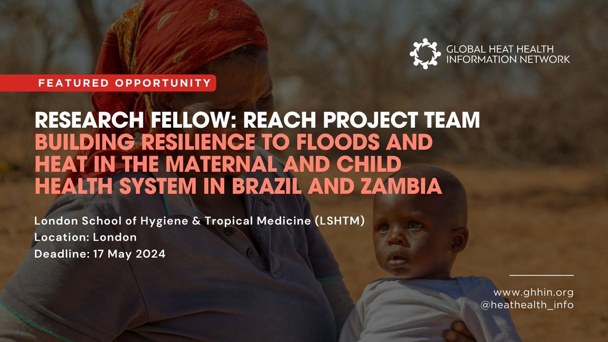 📢 Featured Opportunity: The @LSHTM REACH Project is hiring a #ResearchFellow experienced in modelling / mathematics / computer science to help develop a hybrid SDM-ABM modelling framework on Maternal & Child Health system vulnerability to floods + heat jobs.lshtm.ac.uk/vacancy.aspx?r…