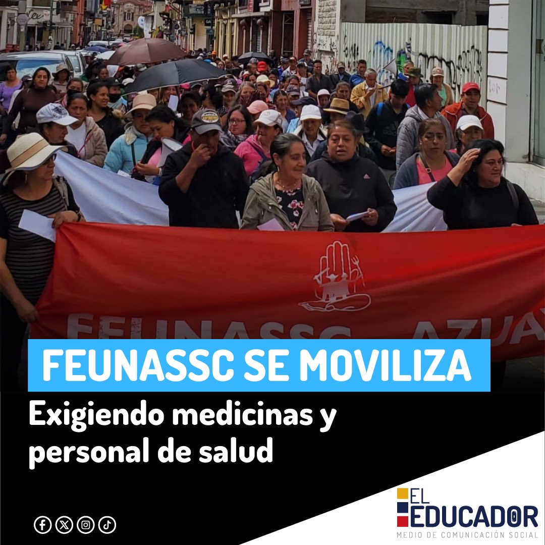 ElEducadorEc's tweet photo. #AZUAY | La Federación Única de Afiliados al Seguro Social Campesino #FEUNASSC de la provincia de Azuay se movilizó por las calles de #Cuenca exigiendo medicamentos y personal de #Salud https://t.co/2iB8N7NzNm