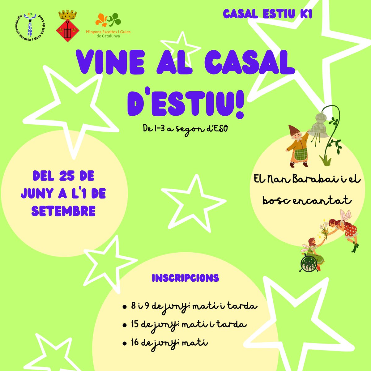 Un any més, els escoltes et convidem a viure un estiu ple d’aventures, imaginació i sorpreses, engunay al costat del Nan Barabai, amb qui esperem viure un munt d’experiències i aprendre moltíssim🧚🍄🧙‍♂️ Us esperem aquest estiu amb moltíssimes ganes i il·lusió🤩