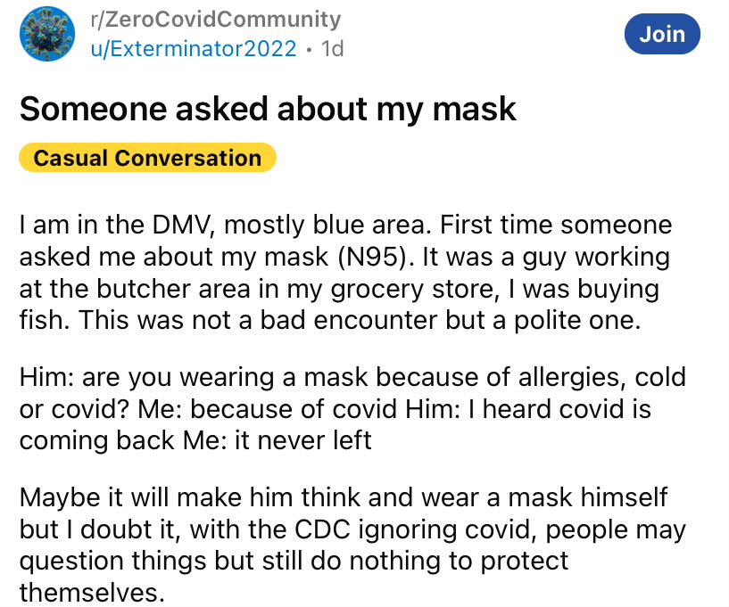 ZeroCovid teaches local butcher that Covid never went away. Hopefully he protects himself with a mask.