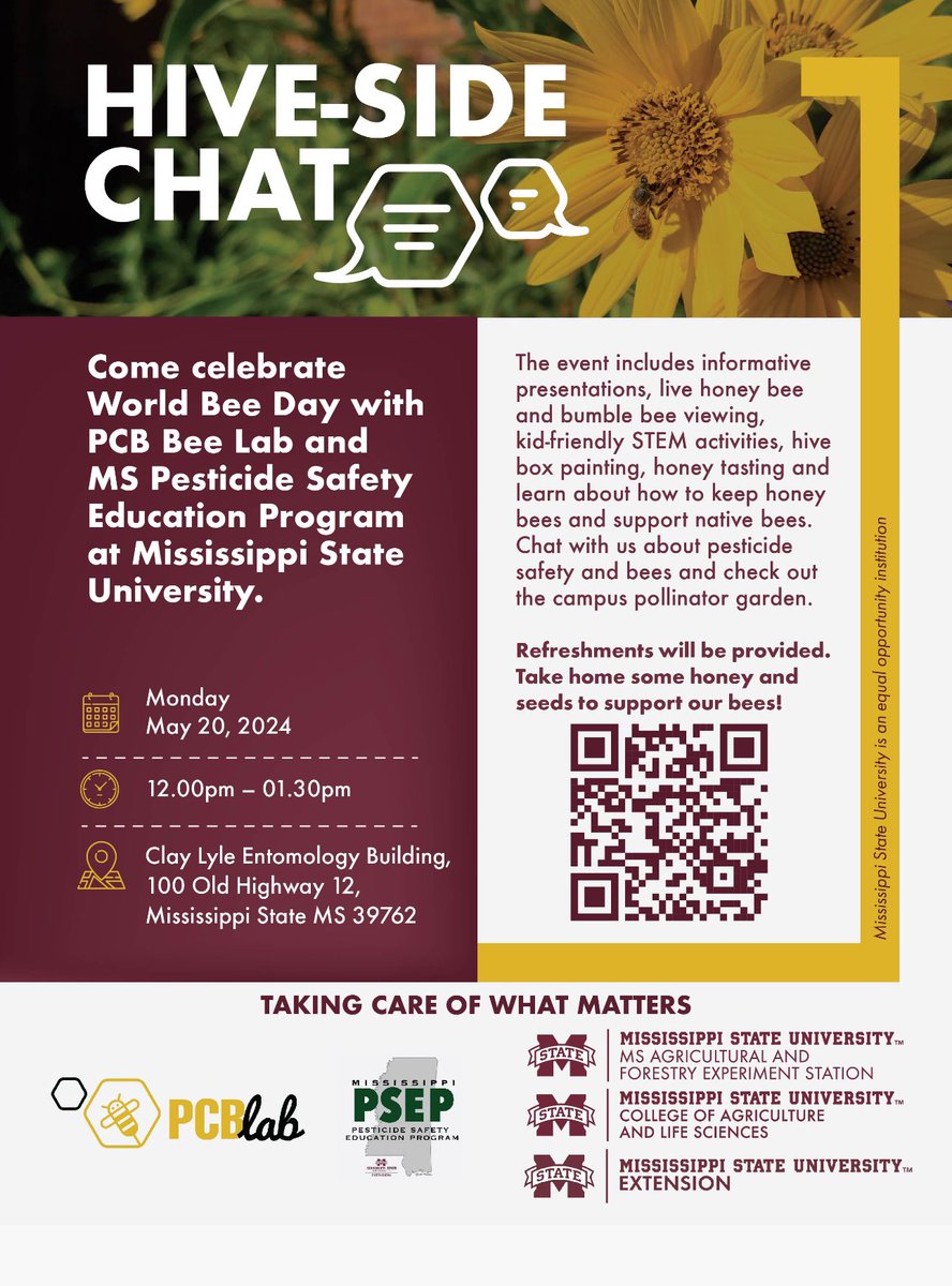 Priyadarshini Chakrabarti Basu (@priyadarshinicb) on Twitter photo Join us <a href="/PcbBee/">Chakrabarti_Bee_Lab at MSU</a> Lab and <a href="/mspsep/">Mississippi Pesticide Safety Education Program</a> in celebrating World Bee Day at <a href="/msstate/">Mississippi State</a> on Monday May 20! 🐝 <a href="/MSUExtService/">MSU Extension</a> <a href="/MSU_AG/">MSU CALS/MAFES</a> <a href="/MSU_DAFVM/">MSU Division of Agriculture, Forestry, and Vet Med</a> <a href="/MaroonResearch/">Maroon Research</a> <a href="/MSU_Foundation/">MSU Foundation</a> <a href="/HPC2MSU/">HPC2atMSU</a> <a href="/msstate_news/">Mississippi State Newsroom</a> <a href="/MSStateGrads/">Mississippi State Graduate School</a> <a href="/MsstateTV/">Mississippi State TV</a> <a href="/msstate_vetmed/">MSSTATE VETMED</a> <a href="/msstatepd/">MSU Police</a> <a href="/StarkvilleDaily/">Starkville Daily News</a> <a href="/Starkville_FD/">Starkville Fire Dept</a> <a href="/adi_msstate/">Division of Access, Diversity and Inclusion at MSU</a> Join us <a href="/PcbBee/">Chakrabarti_Bee_Lab at MSU</a> Lab and <a href="/mspsep/">Mississippi Pesticide Safety Education Program</a> in celebrating World Bee Day at <a href="/msstate/">Mississippi State</a> on Monday May 20! 🐝 <a href="/MSUExtService/">MSU Extension</a> <a href="/MSU_AG/">MSU CALS/MAFES</a> <a href="/MSU_DAFVM/">MSU Division of Agriculture, Forestry, and Vet Med</a> <a href="/MaroonResearch/">Maroon Research</a> <a href="/MSU_Foundation/">MSU Foundation</a> <a href="/HPC2MSU/">HPC2atMSU</a> <a href="/msstate_news/">Mississippi State Newsroom</a> <a href="/MSStateGrads/">Mississippi State Graduate School</a> <a href="/MsstateTV/">Mississippi State TV</a> <a href="/msstate_vetmed/">MSSTATE VETMED</a> <a href="/msstatepd/">MSU Police</a> <a href="/StarkvilleDaily/">Starkville Daily News</a> <a href="/Starkville_FD/">Starkville Fire Dept</a> <a href="/adi_msstate/">Division of Access, Diversity and Inclusion at MSU</a>