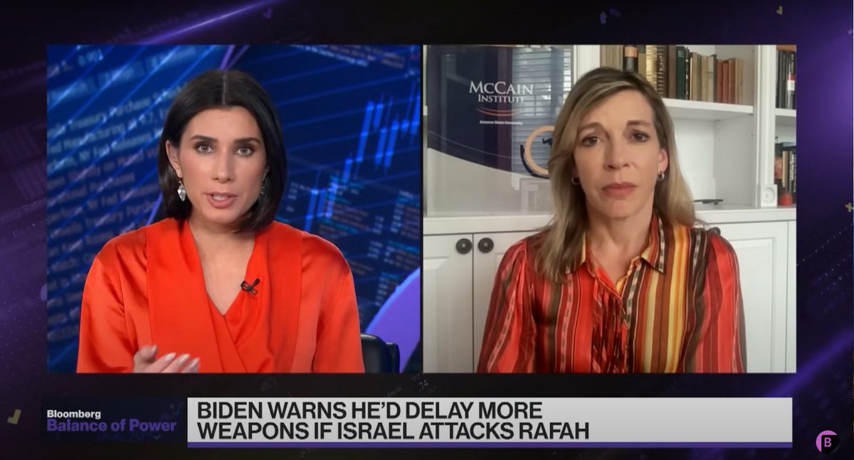 ICYMI: McCain Institute’s @EvelynNFarkas joined @kaileyleinz and @JMathieuReportson on @BloombergTV’s Balance of Power to discuss President Biden’s support for Israel, the invasion of Rafah, and the U.S.’ interest in ending the conflict. Watch here: youtu.be/49oisJhUh-w?si…