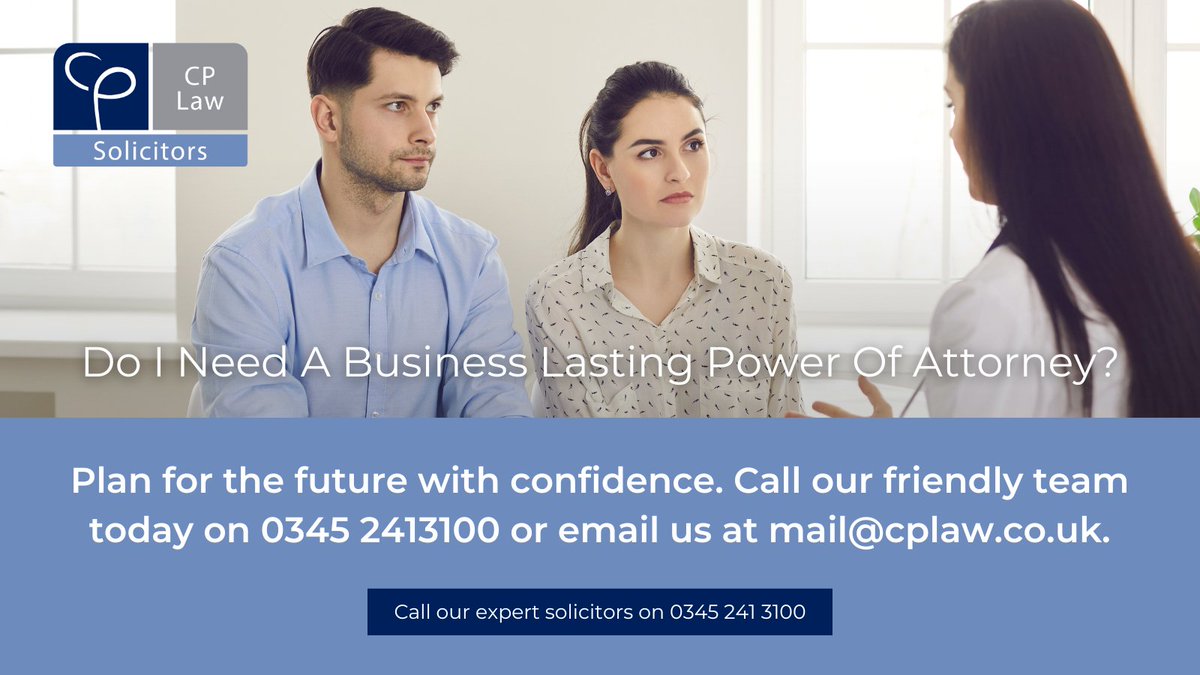 Whether you have been a business owner for many years or are a new business owner, it is imperative that you consider appointing a lasting business power of attorney for your business. 

cplaw.co.uk/insights/do-i-…

#BusinessContinuity #PowerOfAttorney #LegacyPlanning #Wokingham #Law