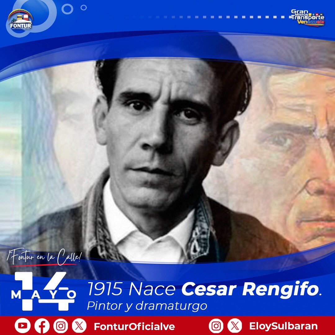 #Efemérides | #14May de 1915, nació César Rengifo. Fue un poeta, periodista, ensayista y artista plástico venezolano nacido en Caracas. Es conocido como un pintor, dramaturgo y representante de las tendencias realistas en la pintura venezolana. #VenezuelaVaPaArriba