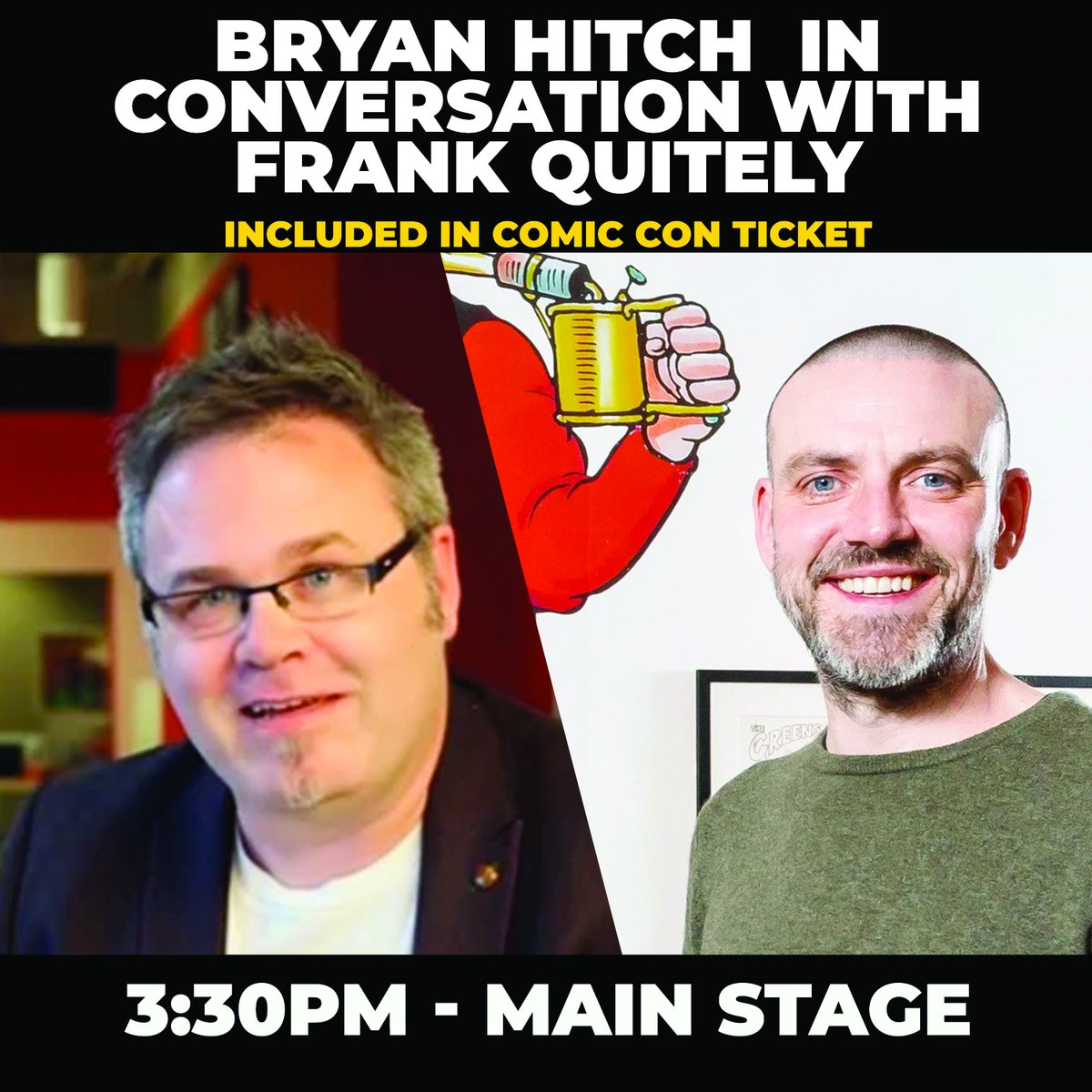Have we got some treats for you! Full wk long schedule drops tomorrow in a bumper size commemorative show guide. Sneak peek, @THEBRYANHITCH is headlining the main stage in conversation with @frankquitely1 Learn more: tinyurl.com/4m8a8z6u #glasgowcomiccon #glasgow #comiccon