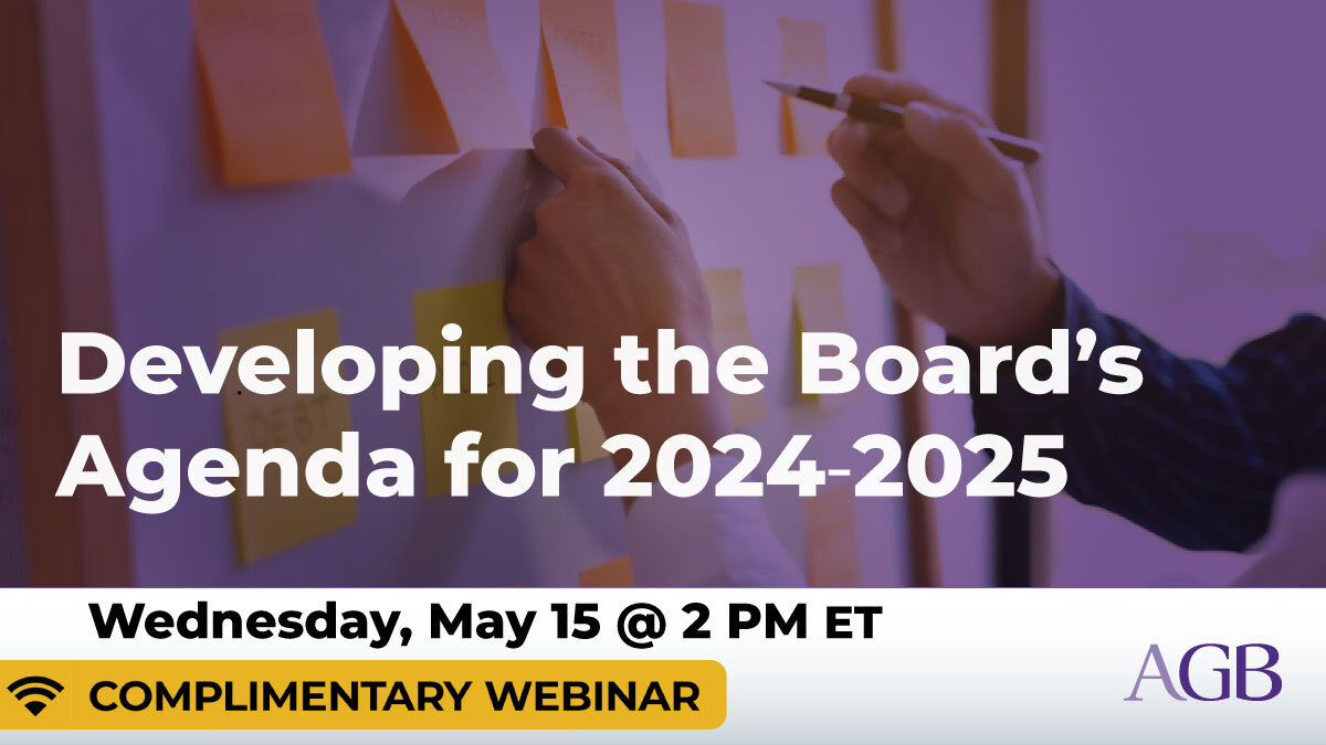 Unlock the power of strategic board governance. Attend tomorrow's webinar, Wednesday May 15, where we'll discuss how to craft a board agenda that propels your institution forward. Learn how to incorporate key strategic issues into your board’s agenda. bit.ly/4aeOYxR