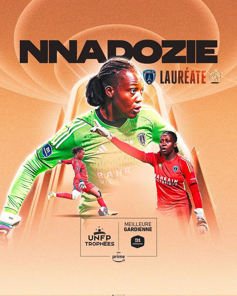 AfricaFactsZone's tweet photo. Nigeria's Chiamaka Nnadozie has won the Best Goalkeeper Award in the French Women's League.

She is the first African to win both the National Union of Professional Footballers (UNFP) Best Goalkeeper Award and French D1 Arkema Goalkeeper of the Year Award. https://t.co/1lFTDKCH6g
