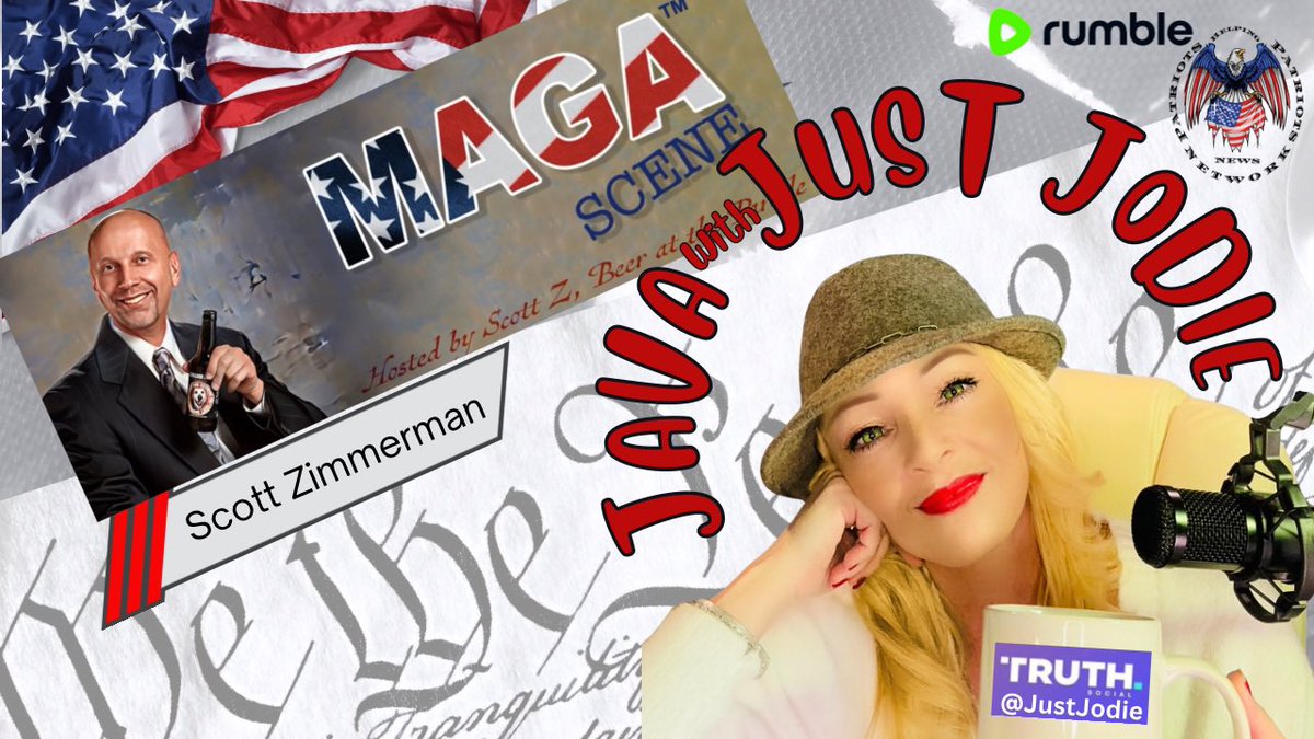 🇺🇸Today on the Patriots Helping Patriots news Network 

🎙️Live at 12noon est! 

☕️Java with Just Jodie featuring Scott Zimmerman AKA BEER AT THE PARADE from MAGA SCENE! 
@ScottZPatriot  

It’s time to Heal America! 

MAGASCENE.us 

#PHPnews #JustJodie 
@LiveFreeOrDieF3…