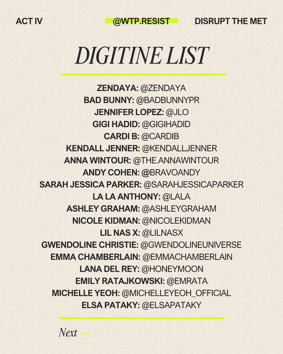 nirahymanwrites's tweet photo. The #metgala blocked list, also called #digitine - digital guillotine. https://t.co/gxTwSA7bcJ