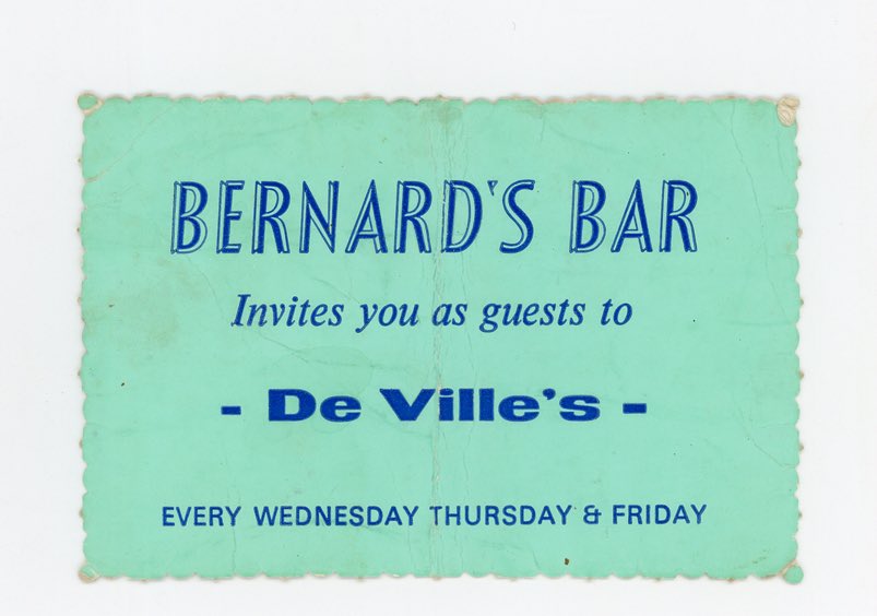 Other Devilles, Bernard's Bar (Slingsby's) 1983 Bernard's Bar Invite #bernardsbar #devilles #manchestervenues