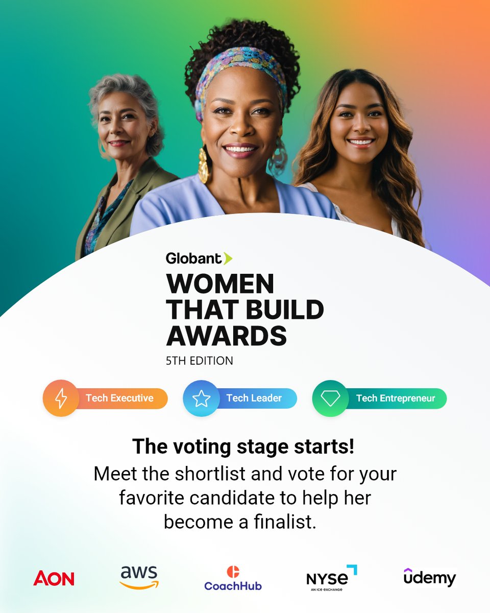 Get ready to vote for the game-changers in tech! The #WomenThatBuildAwards voting period is now open until 🗓️May 27. 
👉 globant.link/4dBnl53

Let's make talent visible and help these amazing women advance to the next stage!