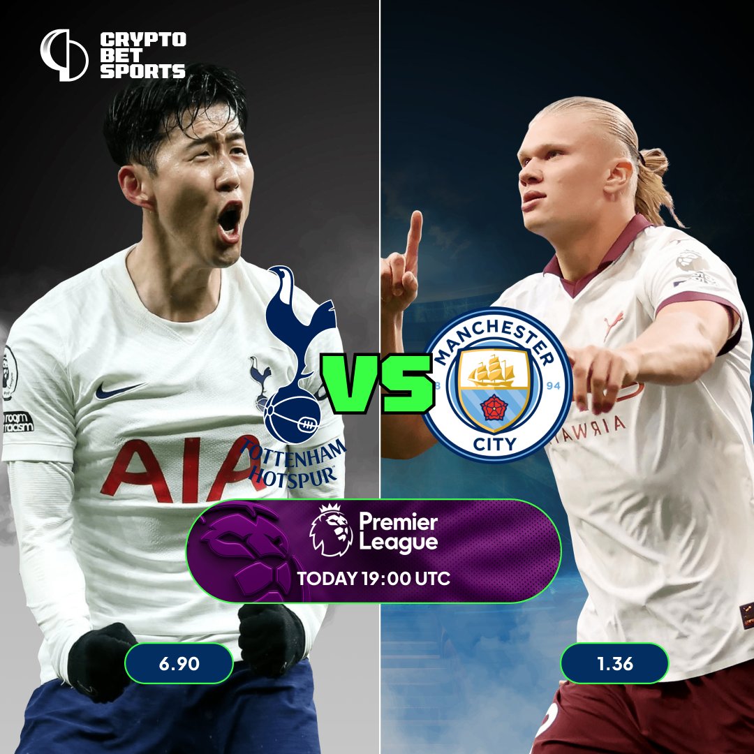 Big night in the title race! Are you backing #Tottenham or #ManCity? Pick your side and place your bets at cryptobetsports.com/en/sportsbook