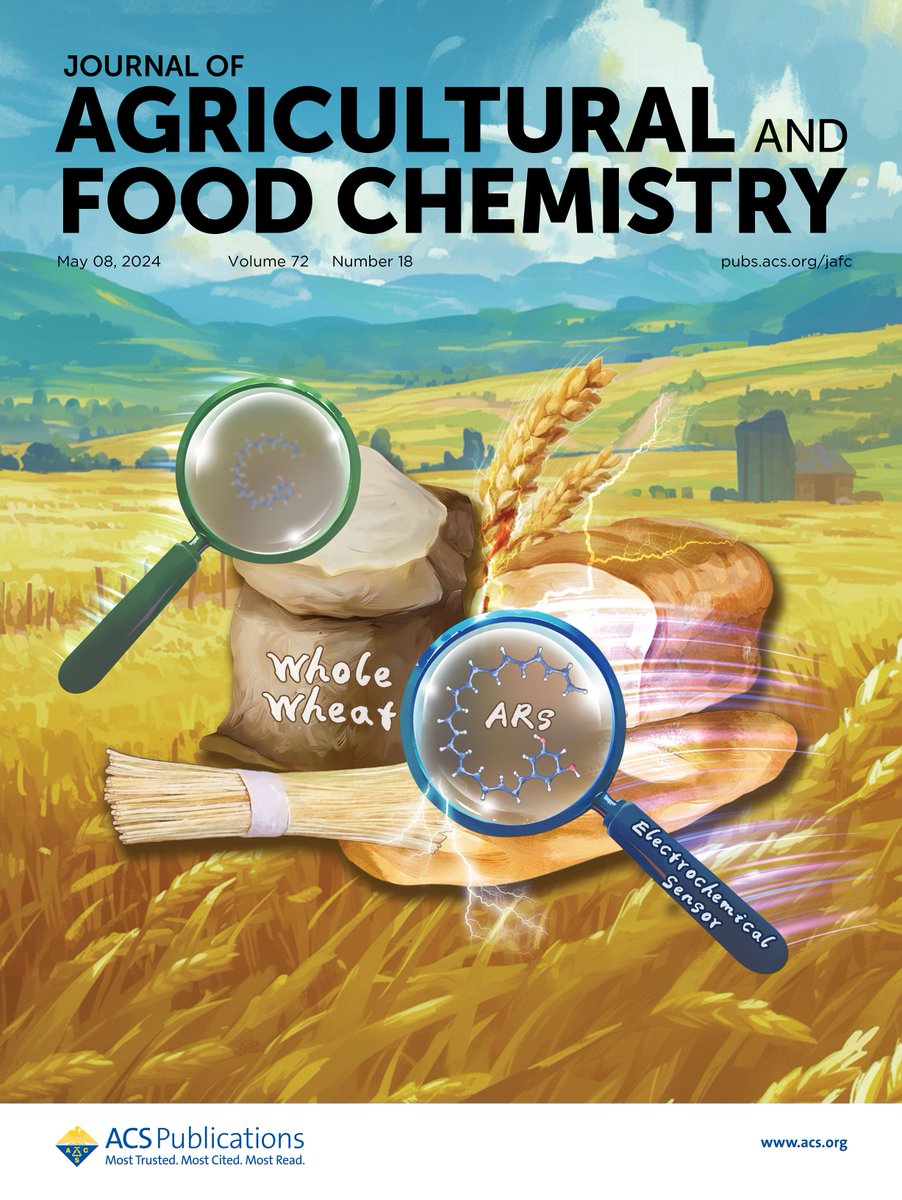 A molecularly imprinted electrochemical #sensor based on an α-cyclodextrin inclusion complex and MXene modification for highly sensitive and selective detection of alkylresorcinols in whole #wheat foods is represented in this #JAFC cover. Find out more at go.acs.org/9kV