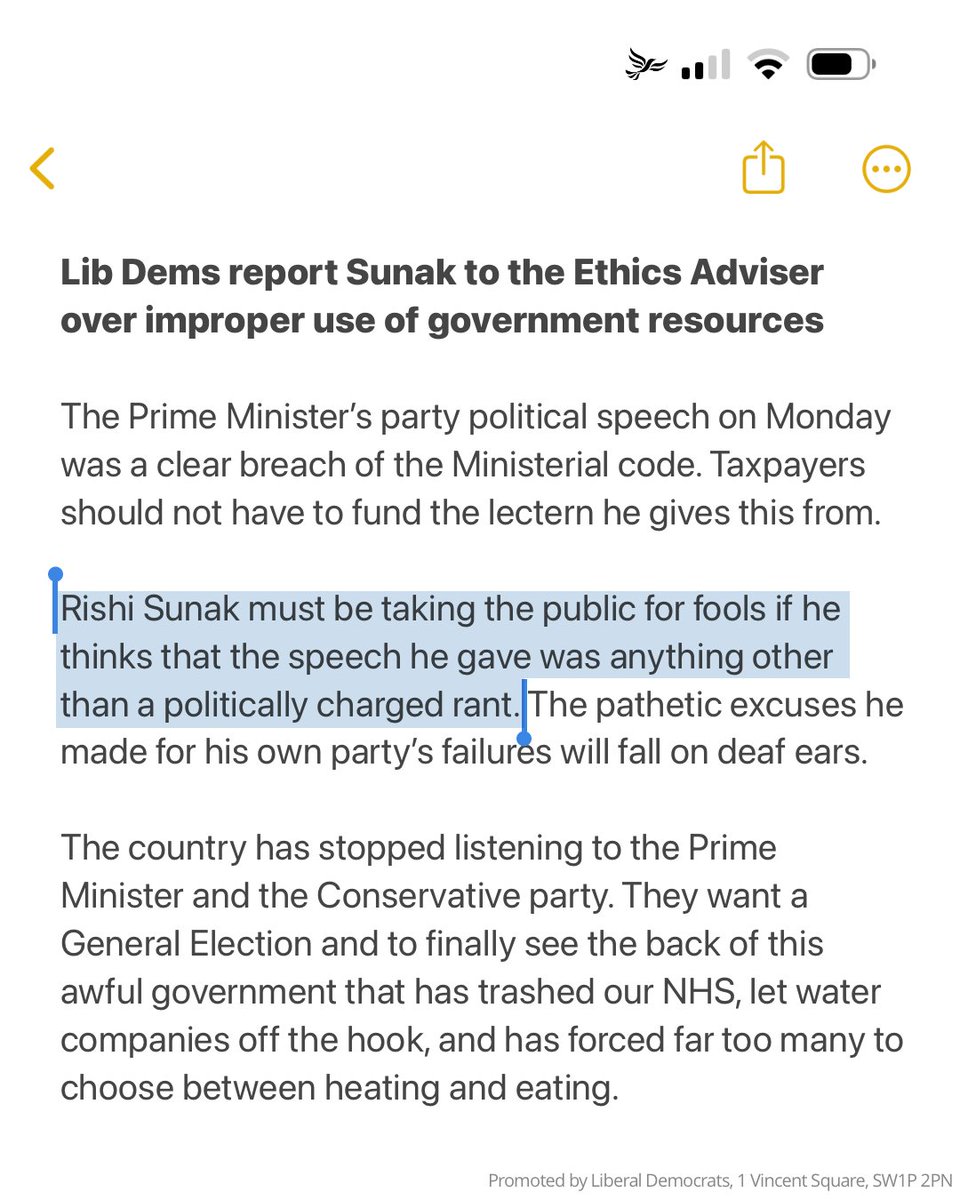 At Policy Exchange on Monday, the Prime Minister a speech deemed so party political that on the government’s own website much of it was redacted. 

Despite this, the Prime Minister spoke from a lectern bearing the Royal Coat of Arms. 

This is a clear breach of the Ministerial