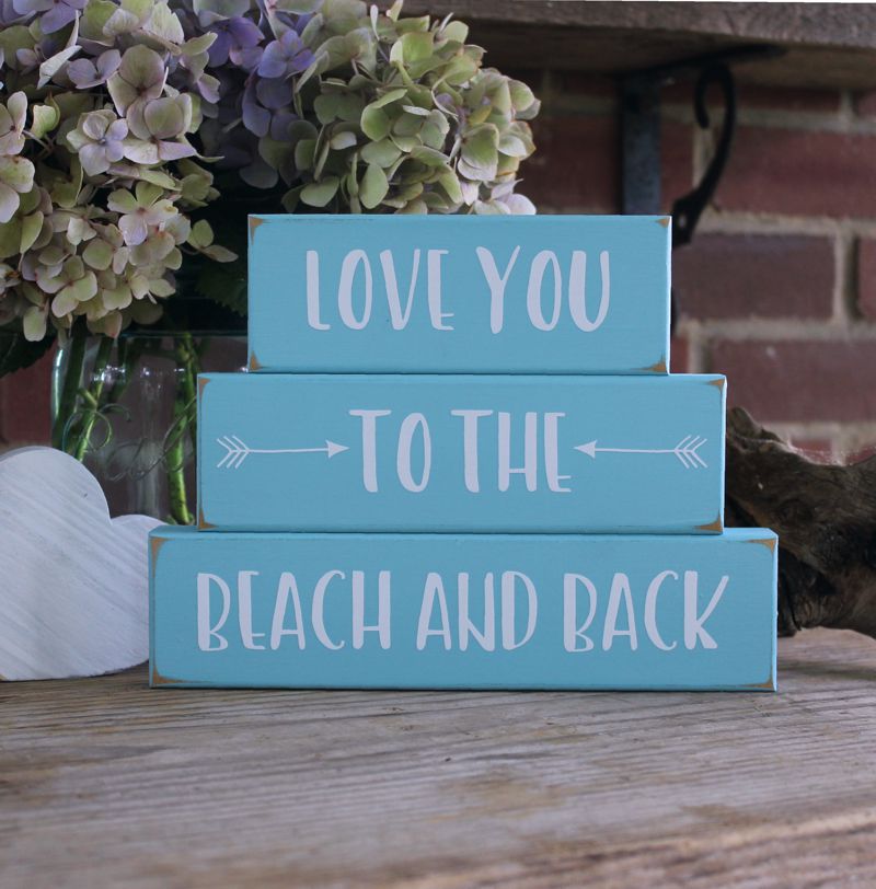 #LoveYou to the Beach and Back, Shelf Sitter Blocks, #BeachSign, #BeachCottage, Stacking Blocks, #BeachWedding, Beach Decor #smilett23 etsy.me/3WDeutx via @Etsy