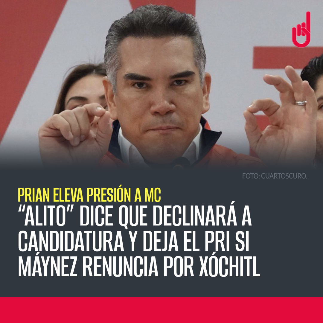 SinEmbargoMX's tweet photo. #ZONA2024 ¬ Alejandro Moreno Cárdenas, dirigente del PRI, elevó la presión sobre Movimiento Ciudadano para que su candidato presidencial decline a favor de Xóchitl Gálvez https://t.co/wy0TdI0fMd https://t.co/i3mZsfLjvU