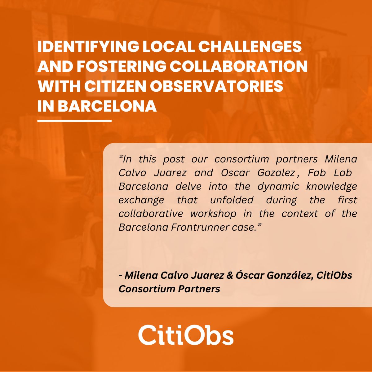 Exciting insights from our collaborative workshop in Barcelona by Milena Calvo Juarez & Oscar Gonzalez @fablabbcn! Read more: tinyurl.com/45ttaa75 #Frontrunners #MissionCities #CitizenObservatories #AirQuality As posted on mastodon.social/@citiobs
