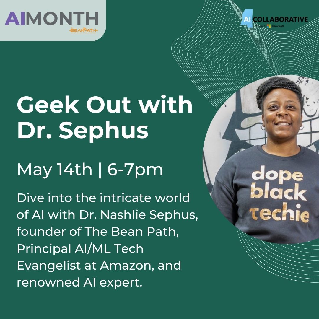 Happening tonight! Dive into the intricate world of AI with Nashlie Sephus, Ph.D., founder of The Bean Path and renowned AI expert. Prepare for a riveting exploration of cutting-edge AI tech, algorithms and their transformative potential. Register now: beanpath.org/ai-month-wk3.