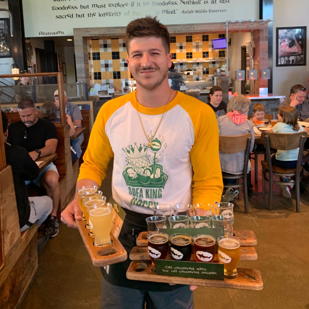 Nothing like four full flights in one run to kick-off American Craft Beer Week! 🍻 #AmericanCraftBeerWeek #DogfishHead #offcentered