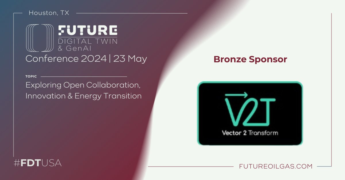 FutureOilGas's tweet photo. 🌟 We're excited to reveal that @V2Tdigital, experts in Digital Twin, Simulation & Logistics AI technology, have come on board as a Bronze Sponsor for the upcoming Future Digital Twin & Generative AI Conference, happening in Houston, TX on May 23!

V2T offers a comprehensive suite of services to propel businesses forward. They specialize in solving complex business problems using a combination of cutting-edge Digital Twin, AI and Simulation technologies. Their approach transforms business operations by integrating visuals, spatial physics, behaviors and effervescent data without fixed rules, enabling accurate AI predictions.

Get ready to network with V2T and other leading minds shaping the future of digital twin technology and AI! Secure your spot now: https://t.co/W3B2sgLcmL 

#AI #digitaltwin #technology #FDTUSA