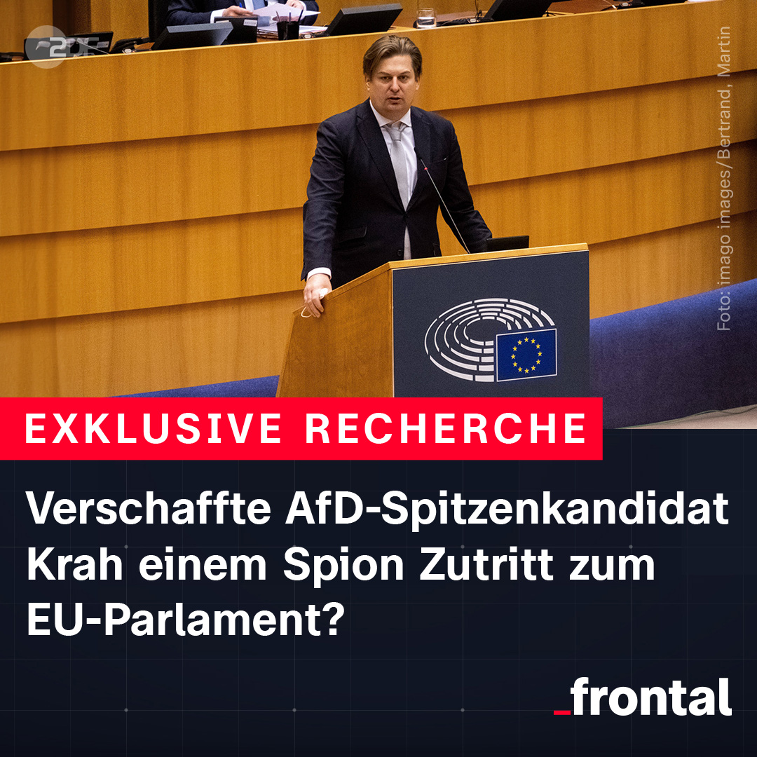 Das Büro von #AfD-Spitzenkandidat Maximilian #Krah besorgte einem mutmaßlichen #Kreml-Spion einen Besucherausweis für das #EU-Parlament. Krah betont: Er habe damit nichts zu tun.
Mehr zur #ZDFfrontal-Recherche bei @ZDFheute: zdf.de/nachrichten/po… - und 21 Uhr @ZDF 
@derspiegel