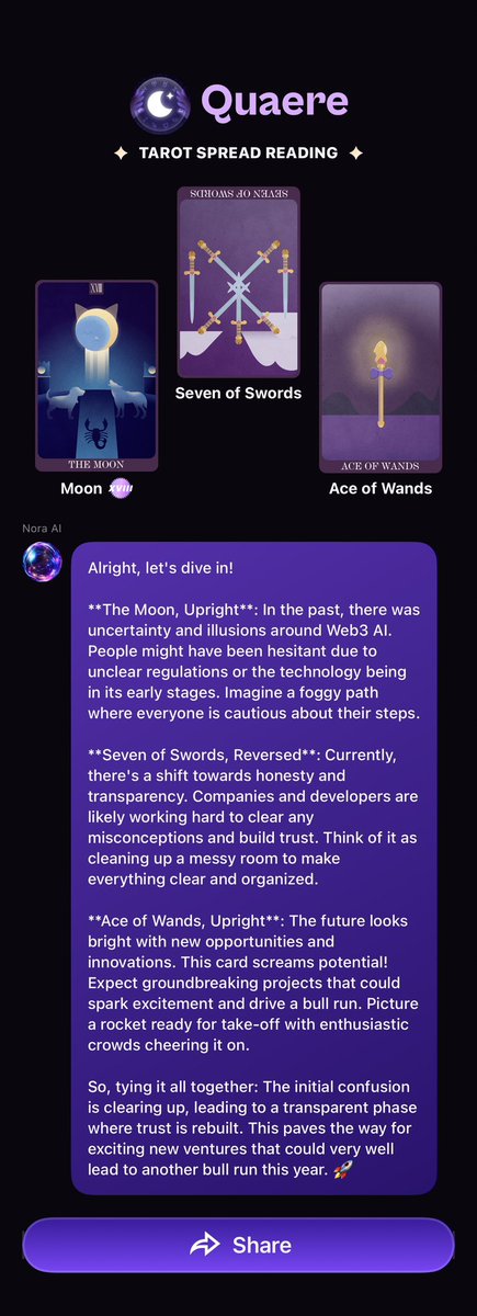 Updated Nora with the GPT-4o supporting, now you can enjoy faster and more powerful responses from our “Daily Fortune” and “Tarot reading”!