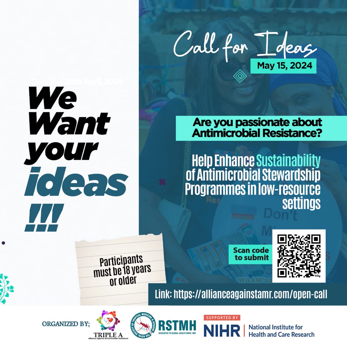 TOMORROW 15TH MAY IS THE DEADLINE!!! Do you have practical ideas for implementing effective antimicrobial stewardship programs in low-resource settings? Our open call to share ideas and practical tips on Antimicrobial stewardship Programmes (AMS) is now open! The Alliance Against