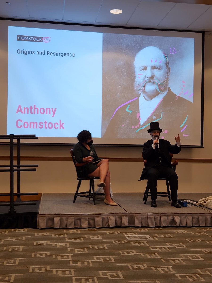 I had the honor of interviewing Mr. Anthony Comstock at #ComstockCon. Shout out to @MollyGaebe of @AbortionFront for always being down to clown and embodying “Scar Faced Tony” in the best way possible.