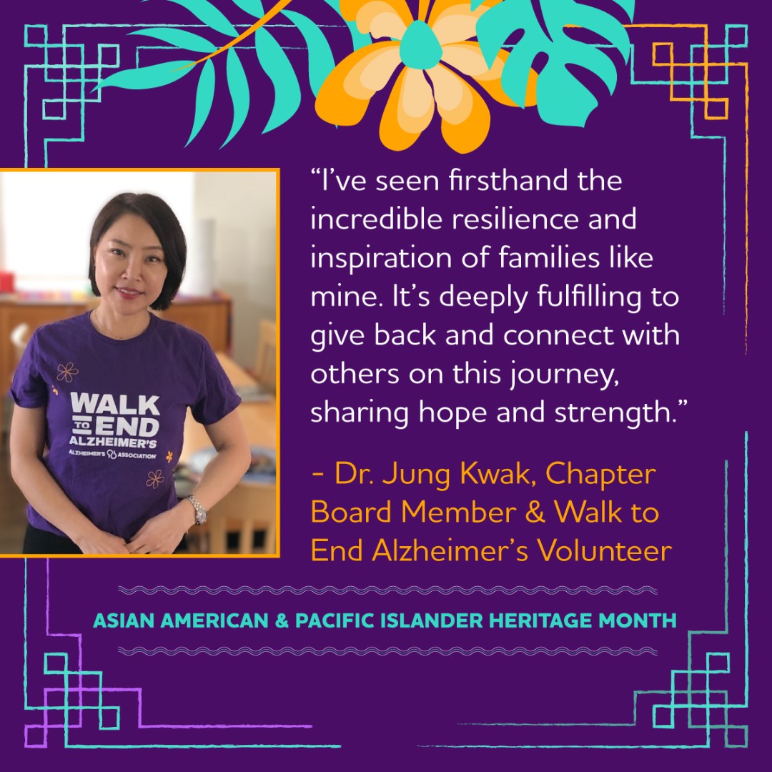Inspired by her own family’s journey, Dr. Kwak provides hope and strength to individuals in her community by volunteering with and fundraising. #AAPIMonth
