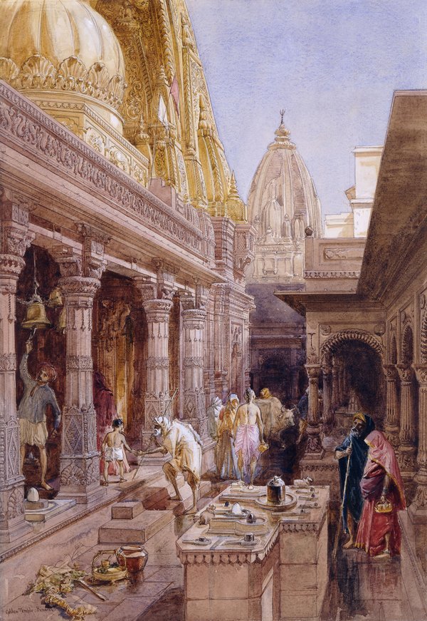 An old painting of Kashi Vishwanath temple (Golden temple) by Artist William simpson, 1862s!