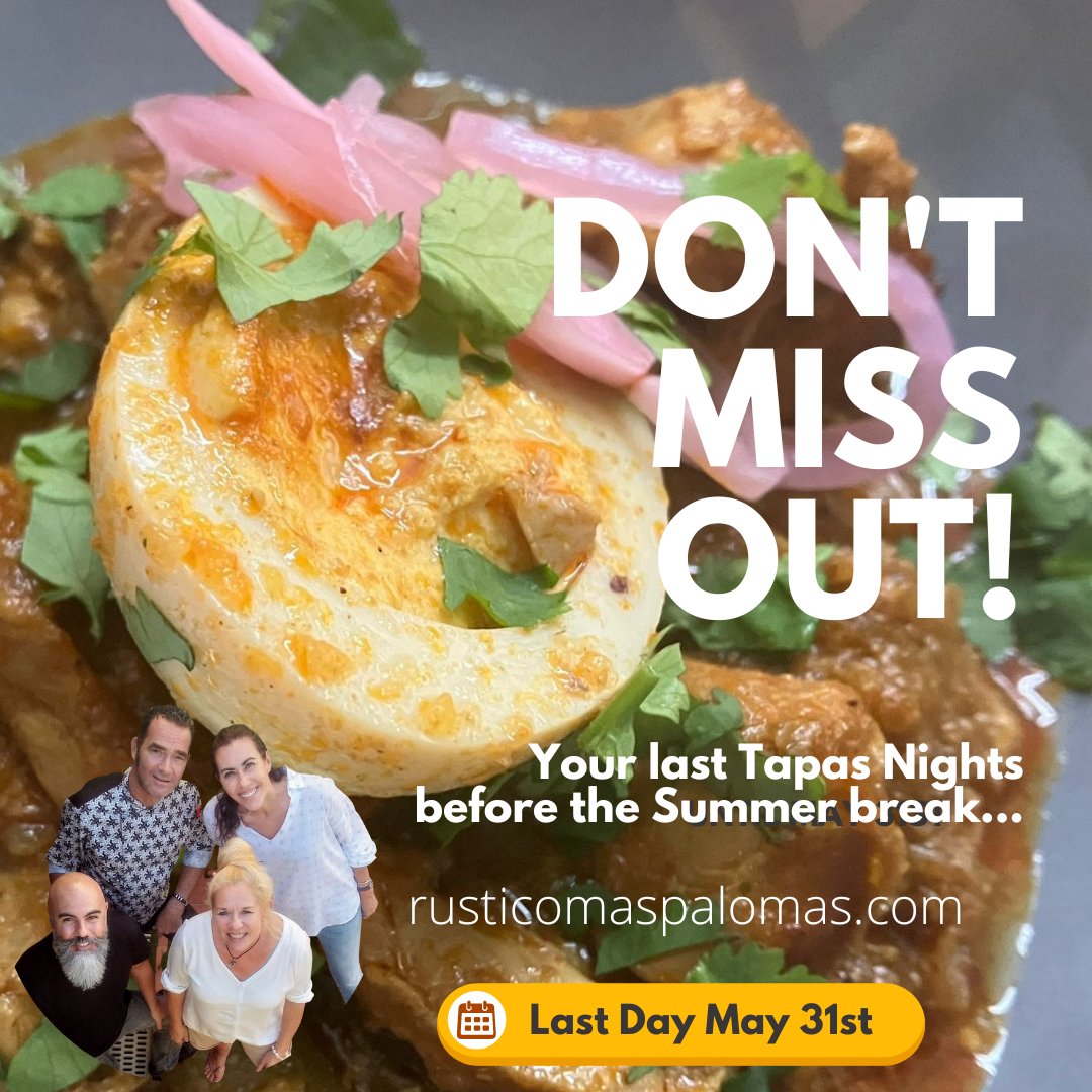 RusticoTapas's tweet image. The summer break countdown has begun. Your last tapas adventures await before we close for the summer. Last day opened is May 31st Friday.