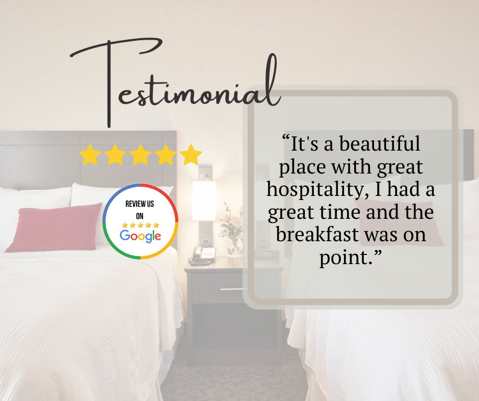 #TestimonialTuesday! We love hearing from our Guests! If you would like to review our hotel visit: ow.ly/FRXP50RFPNQ ow.ly/sCiO50RFPNT #WeLoveOurGuests #DiscoverSudbury #ExceedingExpectations