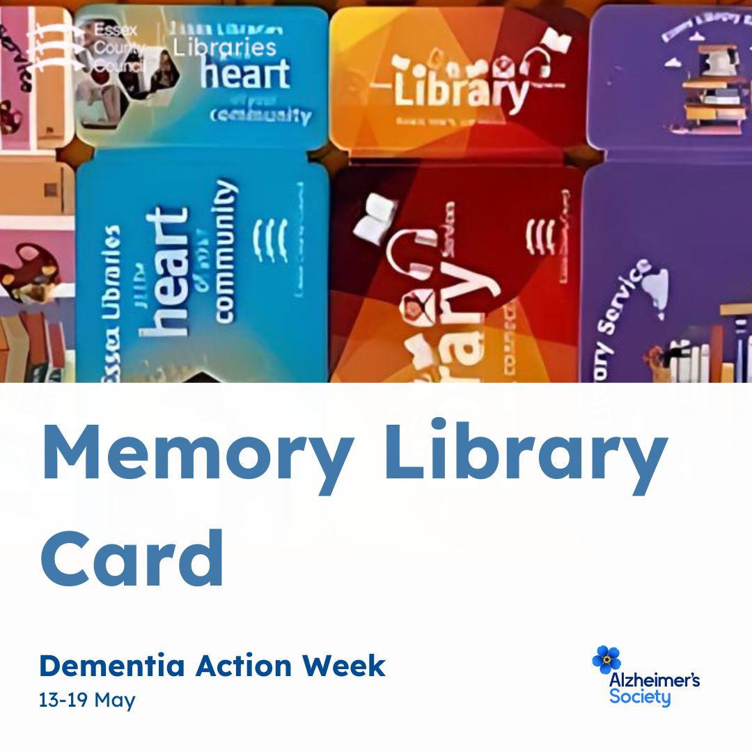 Did you know that you can have a Memory library card if you are living with dementia? 💙It incurs no fees or charges.  #MemoryLibraryCard 
Ask for details at your library📖
libraries.essex.gov.uk/digital-conten…

 #AlzheimersSociety #CommunityDementiaSupport