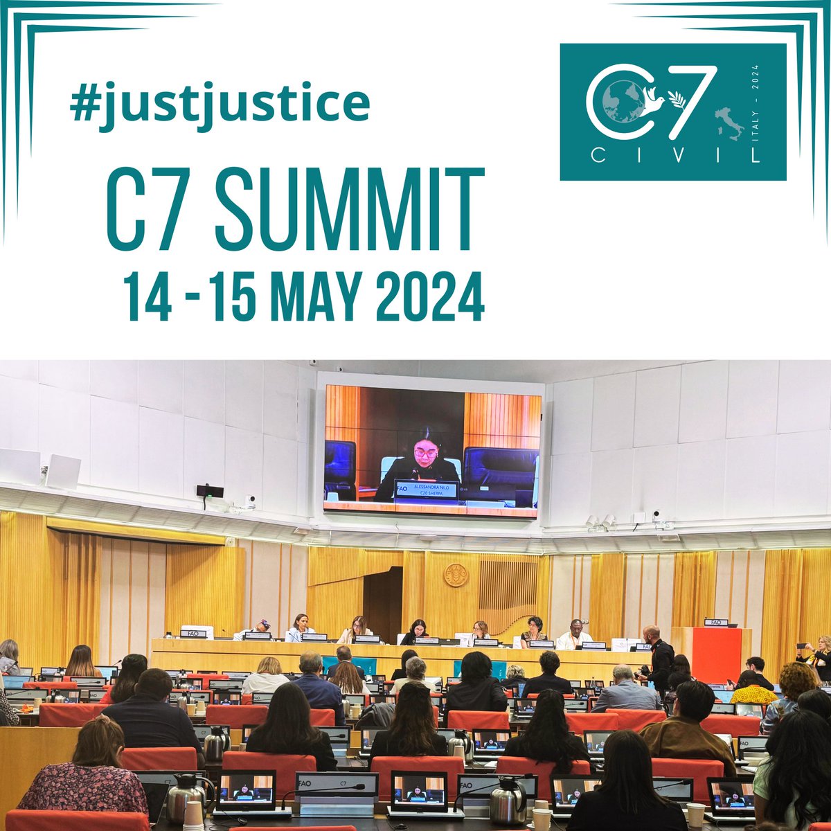 #JustJustice The first exciting day of the C7 Summit now comes to an end. See you tomorrow and 𝗦𝗧𝗔𝗬 𝗧𝗨𝗡𝗘𝗗! 

#civil7, #civil7Italy, #civil7ITA, #G7ITA, #g72024