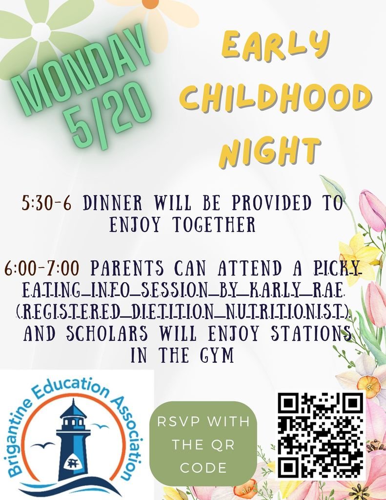 All Preschool and Kindergarten scholars and families are invited to early childhood night on MONDAY MAY 20! 

Use the QR code on the flyer to RSVP or the google form link is below: 
forms.gle/ZfMVpZTgWBRJqH…