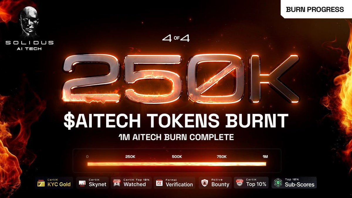 AITECHio's tweet image. ✅ 4/4 - 250,000 $AITECH Tokens Burnt!

🔥 A total of 250,000 $AITECH tokens have been burned in this week's community burn event, concluding the 1 Million AITECH Burn Event.

🔗 Txid: bscscan.com/tx/0xebee3fedf…