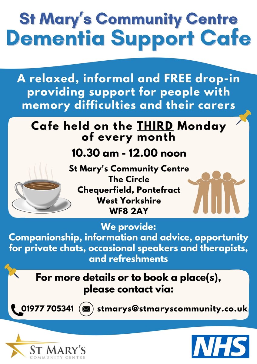 ⭐Next session: Monday, 20th May 2024!⭐ These sessions are to help anyone affected by dementia who may be in need of support or just some company😊 Families, friends & carers are invited along to these free sessions for a cuppa, chat, laugh & to meet new friends👇