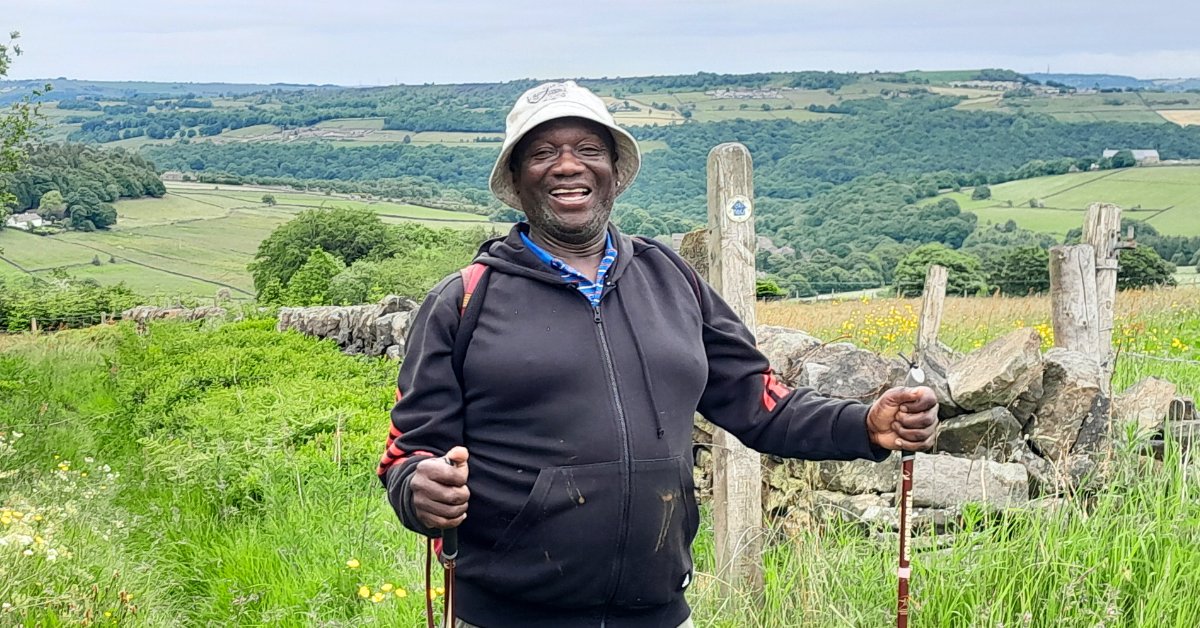 Need inspiration to walk this May? Errol Hamlet started ‘We in Front’ back in 2020, since then the walking group has grown and grown. @clarebalding joined them for a joyful hike up Castle Hill earlier this year.💙 

Listen in on BBC Sounds: orlo.uk/KdDrs #MagicOfWalking