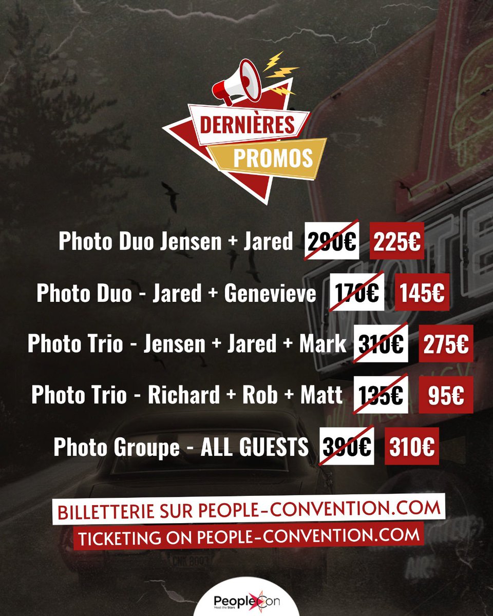 ⚡️DERNIÈRES PROMOS / LAST OFFERS⚡️ 🇫🇷 Suite à vos nombreuses demandes, toutes les Photo’ops duo, trio et groupe sont en promotion sur la billetterie de la DarkLight Convention 6 ! 😍 Cette offre est valable jusqu’au vendredi 17 mai à 20H (ou avant si épuisement des stocks),