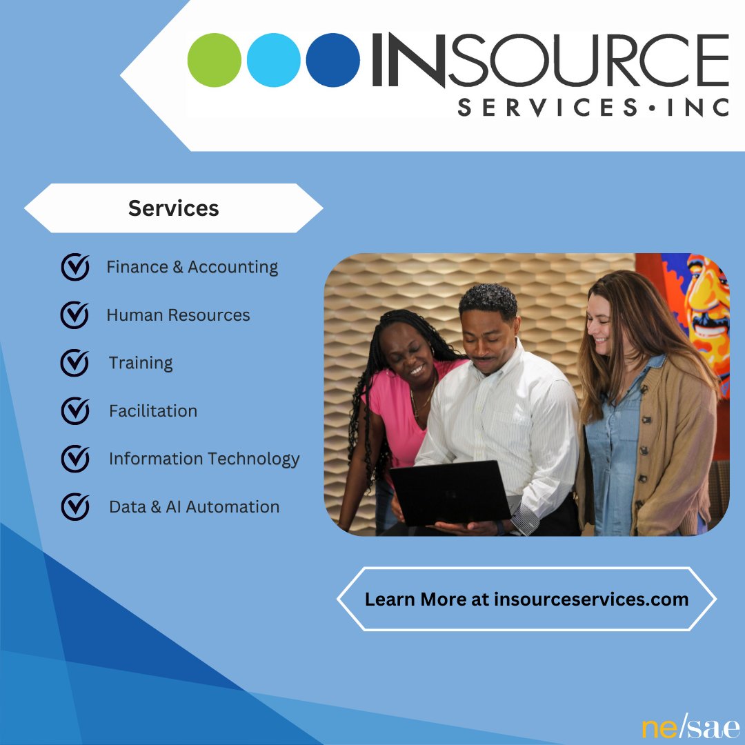 Thank you to NE/SAE annual sponsor Insource Services! @InsourceSvcs is a consulting organization focused on providing clients with unsurpassed services in finance, HR, IT, & more! Visit insourceservices.com to learn how Insource Services can support your association’s needs!